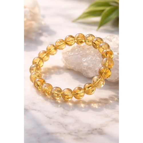 Natural Crystal 8mm Citrine Bracelet (Yellow)