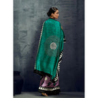Women's Satin Crepe Printed Saree With Unstitched Blouse 5.5Mtr (Multicolor)