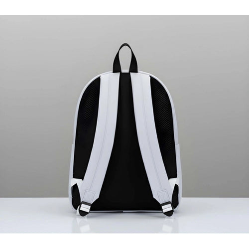 Unisex PU Leather Solid Medium Zipper Backpack (Grey)