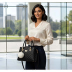 Women's PU Leather Solid Shoulder Zipper Handbag (Black)