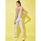 Women's Polyester Lycra Printed Sleeveless Active Wear (Multicolor)