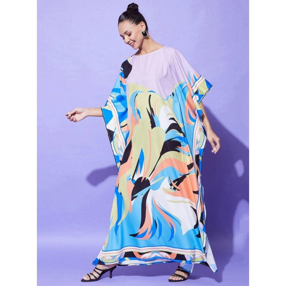 Women's Satin Colour Blocking Kaftan Dress (Multicolor)