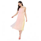 Women's Georgette Ombre Sleeveless Dress (Peach)