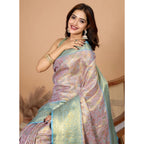 Women's Jacquard Saree With Unstitched Blouse 5.5Mtr (Multicolor)