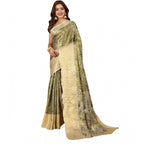 Women's Jacquard Saree With Unstitched Blouse 5.5Mtr (Olive)