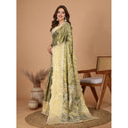 Women's Jacquard Saree With Unstitched Blouse 5.5Mtr (Olive)