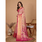 Women's Jacquard Saree With Unstitched Blouse 5.5Mtr (Pink)