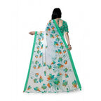 Women's Georgette Floral Printed Saree With Unstitched Blouse 5.5Mtr (Green)