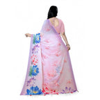Women's Georgette Floral Printed Saree With Unstitched Blouse 5.5Mtr (Light Pink)