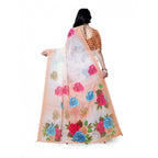 Women's Georgette Floral Printed Saree With Unstitched Blouse 5.5Mtr (Orange)