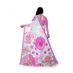 Women's Georgette Floral Printed Saree With Unstitched Blouse 5.5Mtr (Pink)