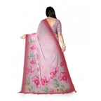 Women's Georgette Floral Printed Saree With Unstitched Blouse 5.5Mtr (Rose Pink)