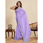 Women's Georgette Printed Saree With Unstitched Blouse 5.5Mtr (Lavender)