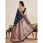 Women's Faux_Banarasi_Silk Woven Saree With Unstitched Blouse 5.5Mtr (Black)