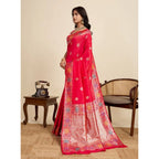 Women's Faux_Banarasi_Silk Woven Saree With Unstitched Blouse 5.5Mtr (Red)