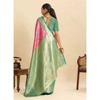 Women's Faux_Banarasi_Silk Woven Saree With Unstitched Blouse 5.5Mtr (Pink)