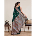 Women's Jacquard Woven Saree With Unstitched Blouse 5.5Mtr (Green)