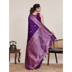Women's Jacquard Woven Saree With Unstitched Blouse 5.5Mtr (Purple)