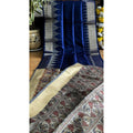 Women's Tussar Silk Madhubani Saree With Unstitched Blouse 5.5Mtr (Blue)