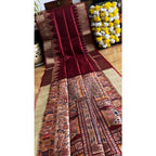 Women's Tussar Silk Madhubani Saree With Unstitched Blouse 5.5Mtr (Maroon)