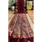 Women's Tussar Silk Madhubani Saree With Unstitched Blouse 5.5Mtr (Maroon)