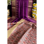 Women's Tussar Silk Madhubani Saree With Unstitched Blouse 5.5Mtr (Purple)