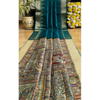 Women's Tussar Silk Madhubani Saree With Unstitched Blouse 5.5Mtr (Rama)