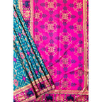 Women's Patola Silk Meena And Zari Woven Saree With Unstitched Blouse 5.5Mtr (Blue)