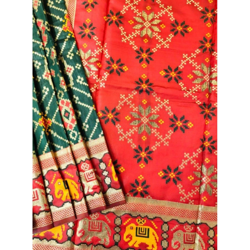 Women's Patola Silk Meena And Zari Woven Saree With Unstitched Blouse 5.5Mtr (Blue)