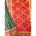 Women's Patola Silk Meena And Zari Woven Saree With Unstitched Blouse 5.5Mtr (Green)
