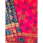 Women's Patola Silk Meena And Zari Woven Saree With Unstitched Blouse 5.5Mtr (Green)