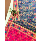 Women's Patola Silk Meena And Zari Woven Saree With Unstitched Blouse 5.5Mtr (Navy)