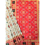 Women's Patola Silk Meena And Zari Woven Saree With Unstitched Blouse 5.5Mtr (White)