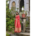 Women's Silk_Blend Butti Pattern Saree With Unstitched Blouse 5.5Mtr (Pink)