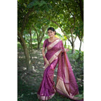Women's Silk_Blend Butti Pattern Saree With Unstitched Blouse 5.5Mtr (Purple)