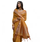 Women's Silk_Blend Butti Pattern Saree With Unstitched Blouse 5.5Mtr (Mustard)