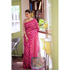 Women's Faux_Tussar_Silk Geometric_Print Saree With Unstitched Blouse 5.5Mtr (Light_Pink)