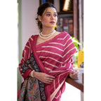 Women's Faux_Tussar_Silk Geometric_Print Saree With Unstitched Blouse 5.5Mtr (Light_Pink)