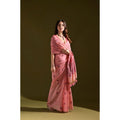Women's Blended_Cotton Floral Saree With Unstitched Blouse 5.5Mtr (Pink)