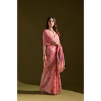 Women's Blended_Cotton Floral Saree With Unstitched Blouse 5.5Mtr (Pink)