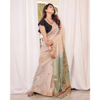 Women's Blended_Cotton Woven_Motifs Saree With Unstitched Blouse 5.5Mtr (Rama_Green)