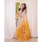 Women's Blended_Cotton Woven_Motifs Saree With Unstitched Blouse 5.5Mtr (Yellow)