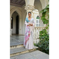 Women's Blended_Cotton Floral Weaving Pattern Saree With Unstitched Blouse 5.5Mtr (Pink)
