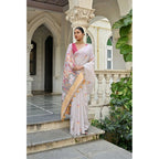 Women's Blended_Cotton Floral Weaving Pattern Saree With Unstitched Blouse 5.5Mtr (Yellow)