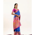 Women's Faux_Banarasi Woven Motifs Saree With Unstitched Blouse 5.5Mtr (Royal_Blue)