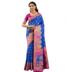 Women's Faux_Banarasi Woven Motifs Saree With Unstitched Blouse 5.5Mtr (Royal_Blue)