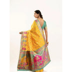 Women's Faux_Banarasi Woven Motifs Saree With Unstitched Blouse 5.5Mtr (Yellow)