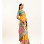 Women's Faux_Banarasi Woven Motifs Saree With Unstitched Blouse 5.5Mtr (Yellow)