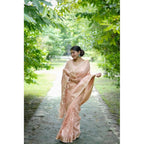 Women's Faux_Banarasi Lining Pattern Saree With Unstitched Blouse 5.5Mtr (Peach)