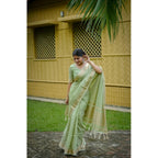 Women's Faux_Banarasi Lining Pattern Saree With Unstitched Blouse 5.5Mtr (Light_Green)
